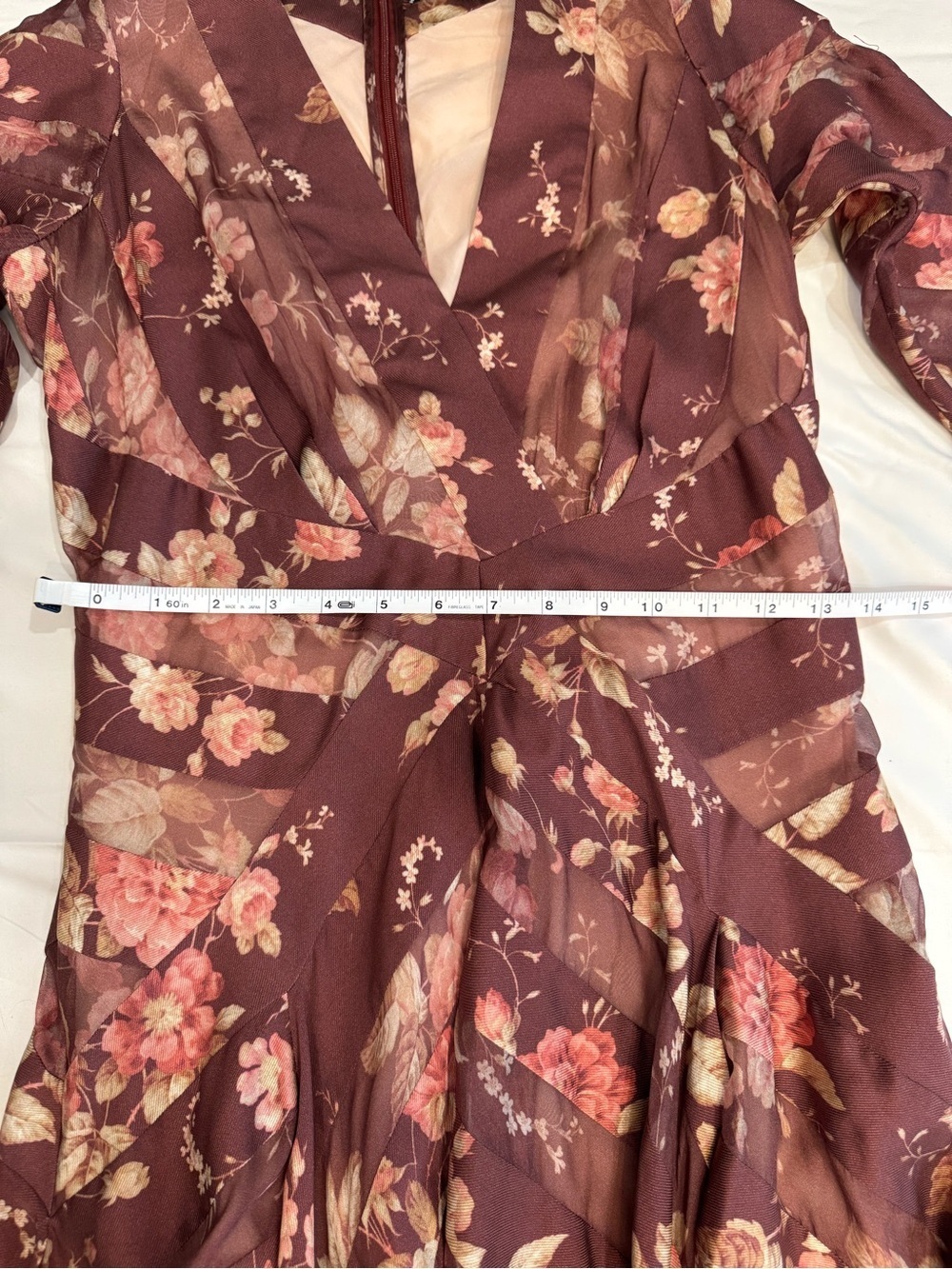 Zimmermann X Barneys New York, Burgundy Floral Long-Sleeve V-Neck Maxi Dress - Picture 14 of 15